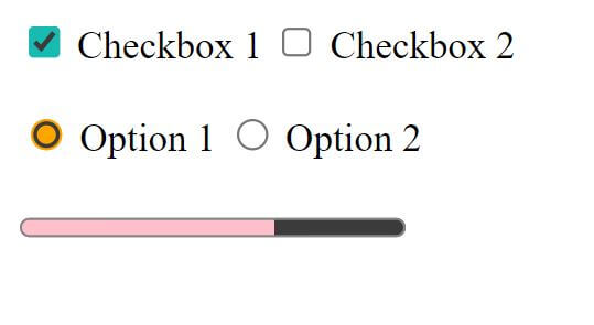 Declare CSS accent-color in individual form element to control theme color , for example: checkboxes, radio button, range bar, progress bar...